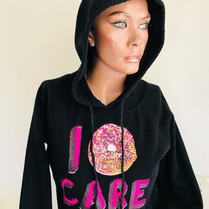 I 🍩 DONUT CARE Fun Novelty HOODIE SWEATSHIRT M